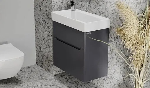 Тумба под умывальник подвесная Raval Brik 65 антрацит Brk.01.65/P/A/RL