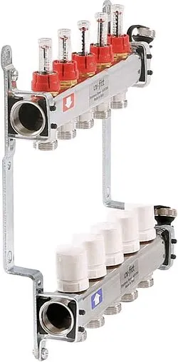 Группа коллекторная с расходомерами 5 отводов 1"в/в x ¾"ек Uni-fitt 450I4305