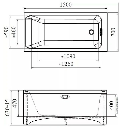 Ванна акриловая Radomir Агата 150х70 2-01-0-0-1-224Р