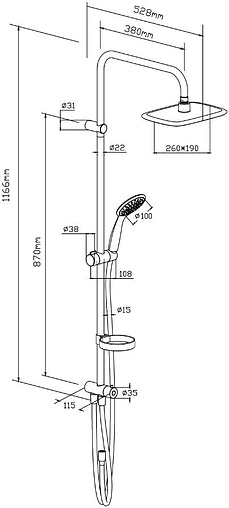 Душевая система без смесителя Damixa Palace Evo хром 974200063