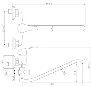 Смеситель для ванны с длинным изливом Rossinka хром Y35-35 Смеситель для ванны с длинным изливом Rossinka хром Y35-35, 2