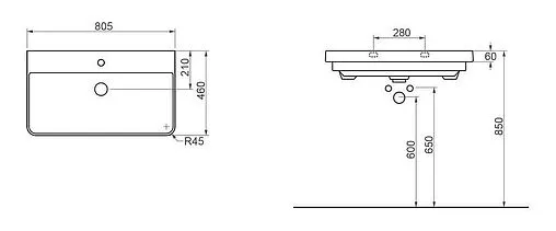 Раковина OttoBagno Vivace 80 белый 03080
