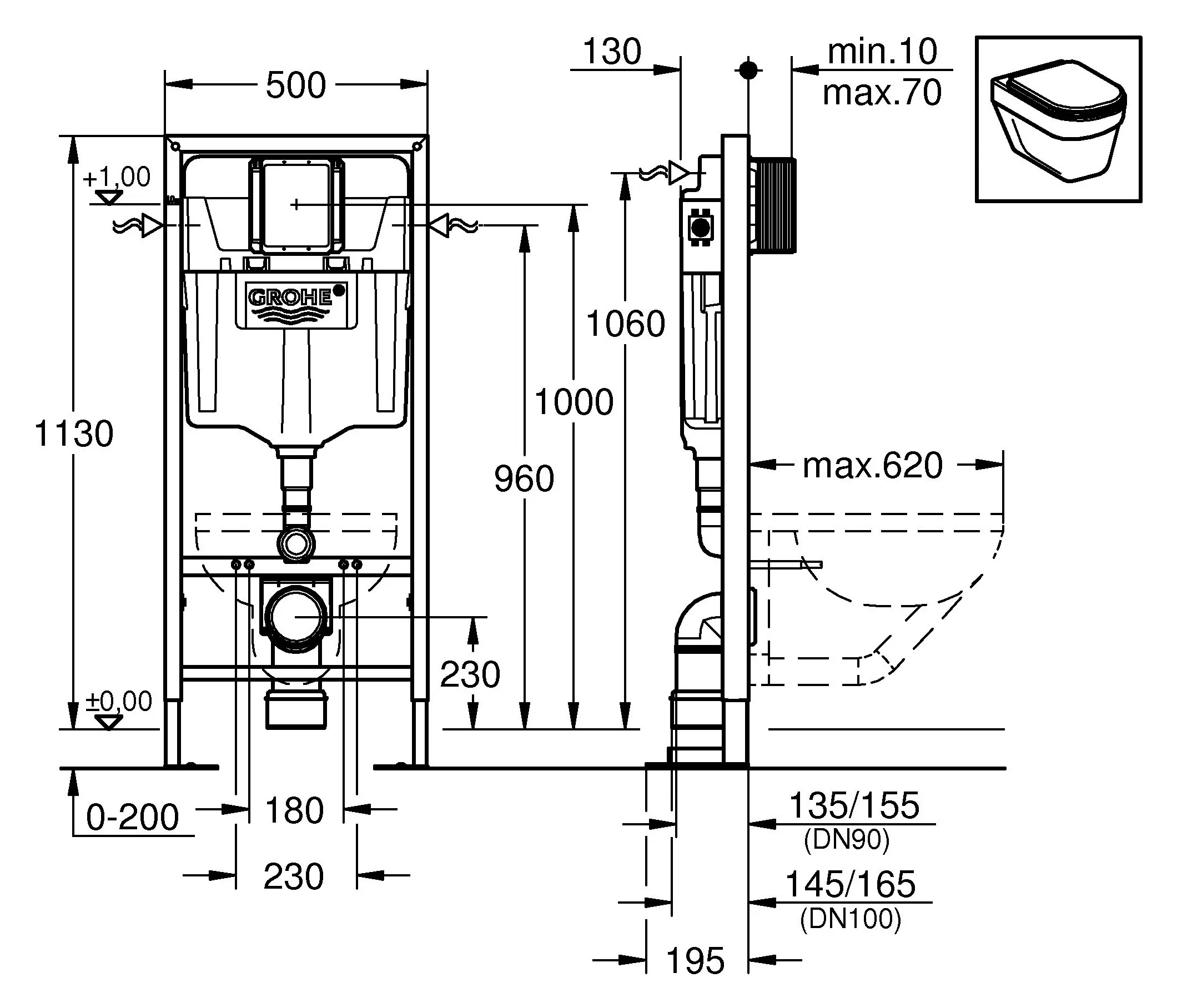 Инсталляция для подвесного унитаза отдельностоящая Grohe Rapid SL 38584001 Инсталляция для подвесного унитаза отдельностоящая Grohe Rapid SL 38584001, 2