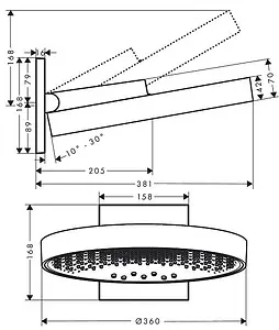 Лейка верхнего душа с настенным креплением Hansgrohe Rainfinity 360 3jet полированное золото/графит 26234990 Лейка верхнего душа с настенным креплением Hansgrohe Rainfinity 360 3jet полированное золото/графит 26234990, 2