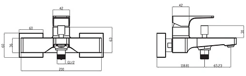 Смеситель для ванны Villeroy&amp;Boch Architectura Square хром TVT12500100061