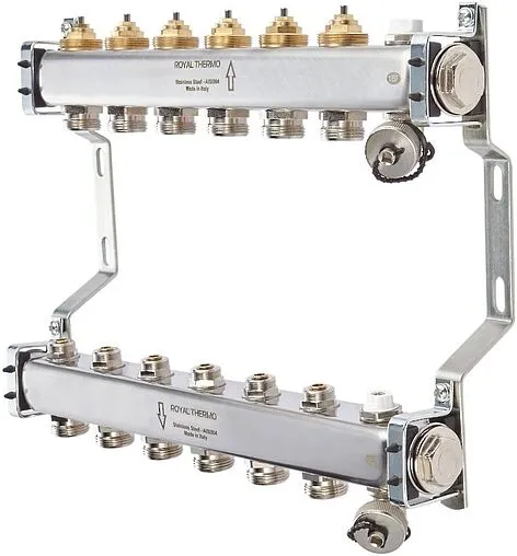 Группа коллекторная без расходомеров 9 отводов 1&quot;в/в x ¾&quot;ек Royal Thermo RTE 51.109