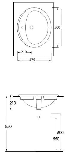 Раковина beWash Balaton 56 белый 90561101 Раковина beWash Balaton 56 белый 90561101