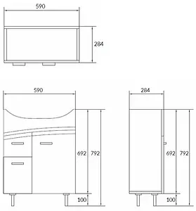 Тумба-умывальник напольная Cersanit Erica New 60 белый F-SU-ERN-ERI60+S-UM-ERI60/1-w, 2