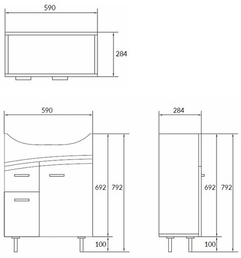 Тумба-умывальник напольная Cersanit Erica New 60 белый F-SU-ERN-ERI60+S-UM-ERI60/1-w