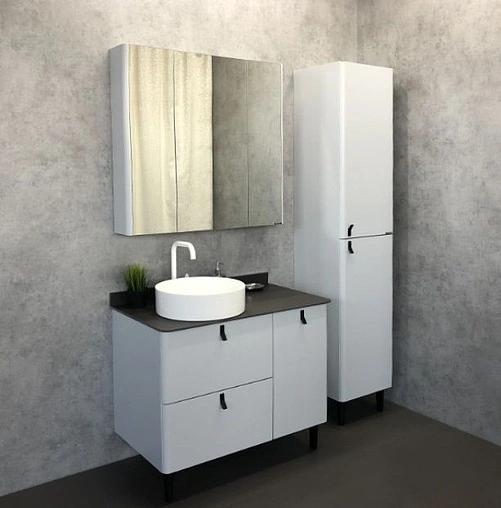 Тумба-умывальник напольная Comforty Сорренто 90Н светло-серый/антрацит 00-00000821CF