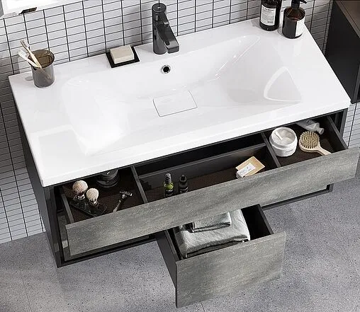 Тумба под умывальник подвесная Aquaton Уэльс 100 графит 1A267601WA6A0