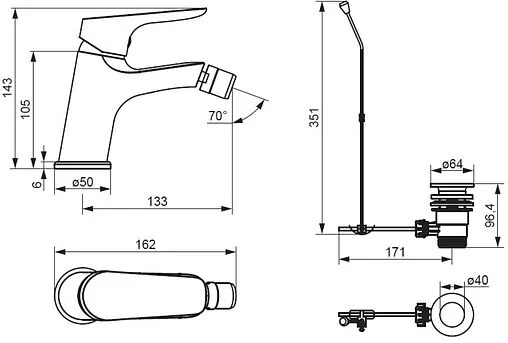 Смеситель для биде Damixa Jupiter хром 770240000