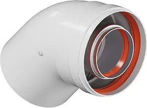 Колено для дымохода Ø 60/100мм ∠ 45° (Al) Krats CW-45-01, 1