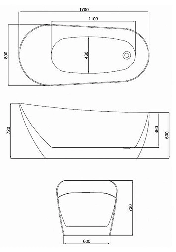 Ванна акриловая отдельностоящая Comforty 170х80 BA114W