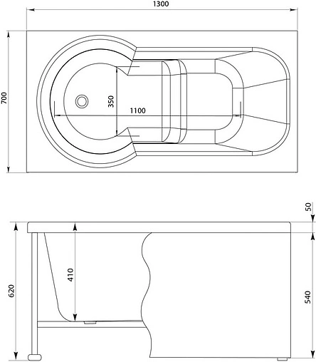 Ванна акриловая Aquanet Largo 130x70 00203992