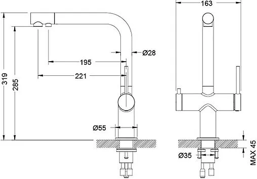 Смеситель для кухни с подключением к фильтру Aquatek Европа хром AQ1385CR