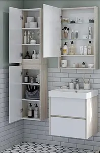 Шкаф-зеркало Aquaton Сканди 55 белый/дуб верона 1A252102SDB20, 4