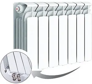 Радиатор биметаллический 7 секций нижнее правое подключение Rifar Base Ventil 350 RBVR35007, 1