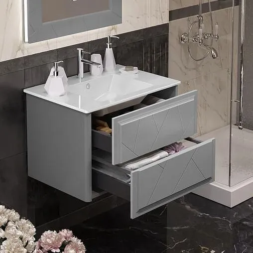 Тумба-умывальник подвесной Opadiris Луиджи 70 серый матовый 00-00005953+050200-u-01