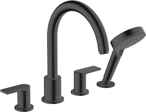 Смеситель на борт ванны на 4 отверстия Hansgrohe Vernis Shape матовый черный 71459670