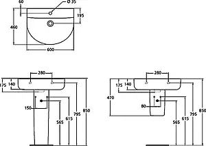 Раковина Ideal Standard Connect Arc 60 белый E787501, 2