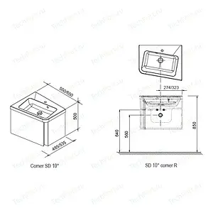 Тумба под умывальник подвесная Ravak 10° SD 65 R белый X000000748, 2