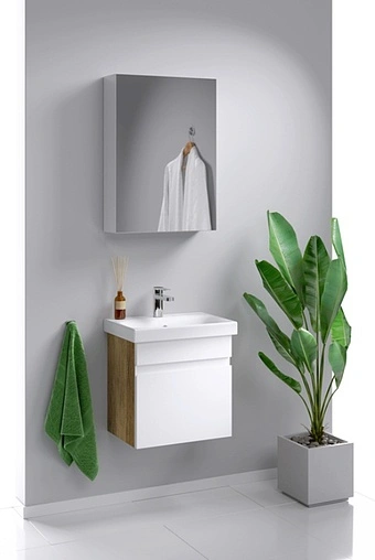 Тумба-умывальник подвесная Aqwella Smart 50 белый/дуб балтийский SRT0105DB+S-UM-MOD50SL/1