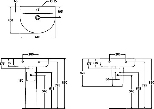 Раковина Ideal Standard Connect Arc 60 белый E787501