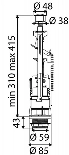 Механизм сливной для бачка однорежимный OLI FAST 507570