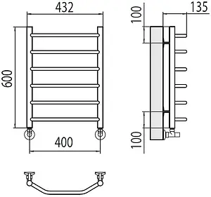 Полотенцесушитель водяной лесенка Terminus Виктория П6 400х600 полированная сталь 4670078530066, 2