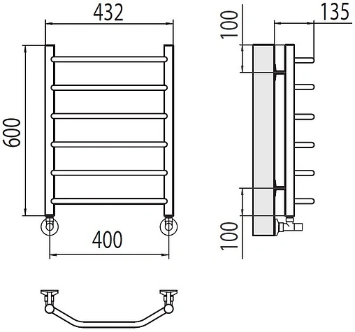 Полотенцесушитель водяной лесенка Terminus Виктория П6 400х600 полированная сталь 4670078530066
