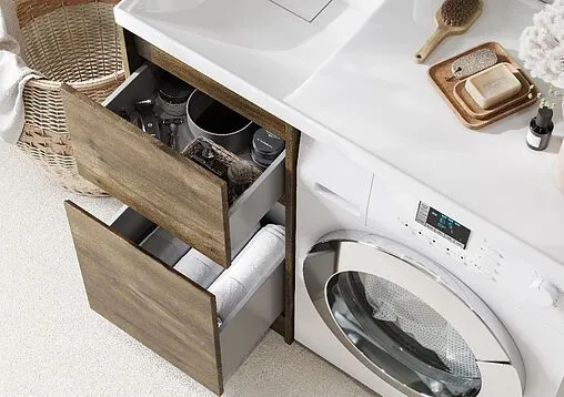 Тумба-умывальник напольная над стиральной машиной Aquaton Лондри 105 L дуб рустикальный 1A2670K1LHDR0+