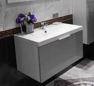 Тумба-умывальник подвесная Cersanit Stillo 80 серый хром/белый P-SZ-STL-CM/AM/ZU80+, 3