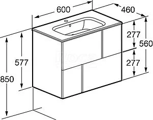 Тумба-умывальник подвесная Roca Luna 60 синий ZRU9307766+ Тумба-умывальник подвесная Roca Luna 60 синий ZRU9307766+, 2