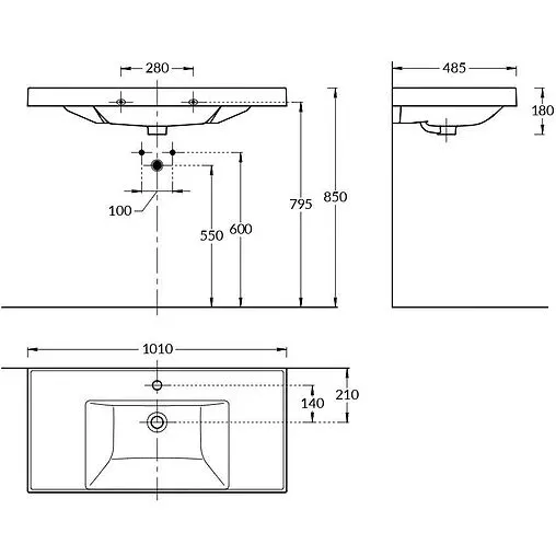 Раковина Kerama Marazzi Cubo 100 белый CU.wb.100 Раковина Kerama Marazzi Cubo 100 белый CU.wb.100