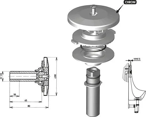 Распылитель воды для писсуара Jika Domino хром глянцевый 8.9109.9.000.000.1