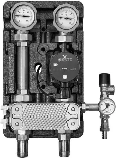 Насосный модуль с теплообменником 30 пластин 1&quot;н х 1&quot;в Meibes UK M45811.30 с насосом Grundfos UPS 25-60
