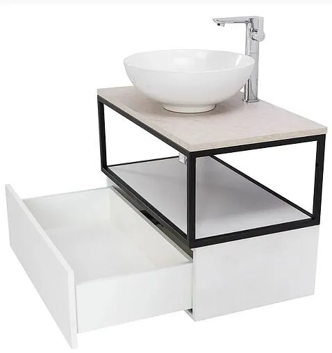 Консоль с умывальником подвесная Cezares Cadro 80 чёрный CADRO-80/46/30-1C-SO-MET-ST+