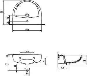 Раковина Cersanit President P 60 B белый S-UM-P60-1-w Раковина Cersanit President P 60 B белый S-UM-P60-1-w, 2