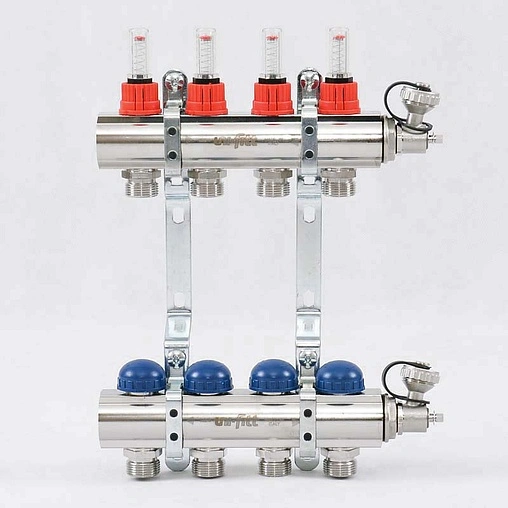 Группа коллекторная с расходомерами 4 отвода 1&quot;в/в x ¾&quot;ек Uni-fitt 440E4304