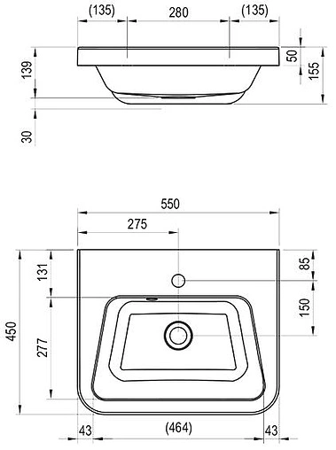 Раковина Ravak 10° 55 белый XJI01155000