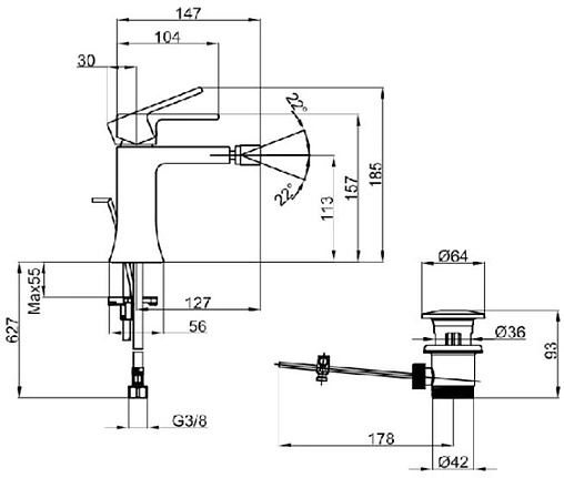 Смеситель для биде Villeroy&amp;Boch Classic хром TVB10120111061