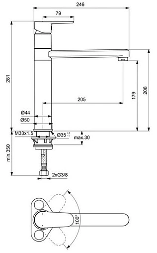 Смеситель для кухни Ideal Standard Cerafine Model O хром BC501AA