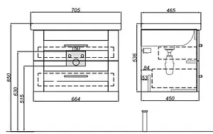 Тумба-умывальник подвесная Aqwella Foster 70 дуб сонома FOS01072DS+187813, 2