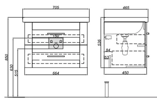 Тумба-умывальник подвесная Aqwella Foster 70 дуб сонома FOS01072DS+187813 Тумба-умывальник подвесная Aqwella Foster 70 дуб сонома FOS01072DS+187813