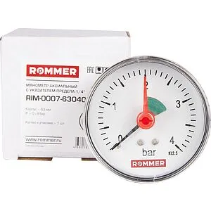 Манометр аксиальный Rommer 50 мм 4 бар ¼&quot; RIM-0007-630408, 4