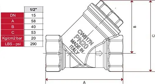 Фильтр угловой сетчатый ½"в x ½"в Itap 1920012 Фильтр угловой сетчатый ½"в x ½"в Itap 1920012