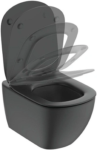 Унитаз подвесной безободковый Ideal Standard Tesi AquaBlade Silk Black черный матовый T0079V3