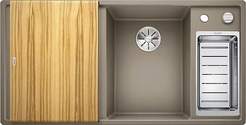 Мойка кухонная Blanco Axia III 6 S 100 R (доска ясень) серый беж 523469