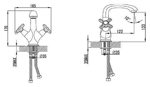Смеситель для раковины SMARTsant Смарт-Рейн хром SM230006AA
